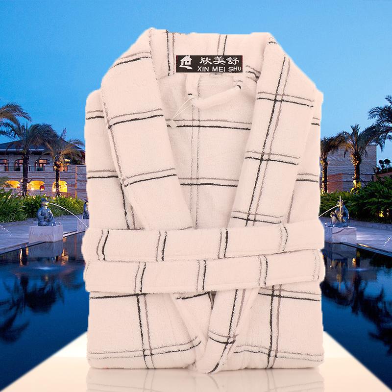 Bathrobe Men robe Towel Fleece Cotton white Robes Autumn Winter Pajamas Thicken Long-Sleeved Sweet Sleeping Dress Clothing Whit
