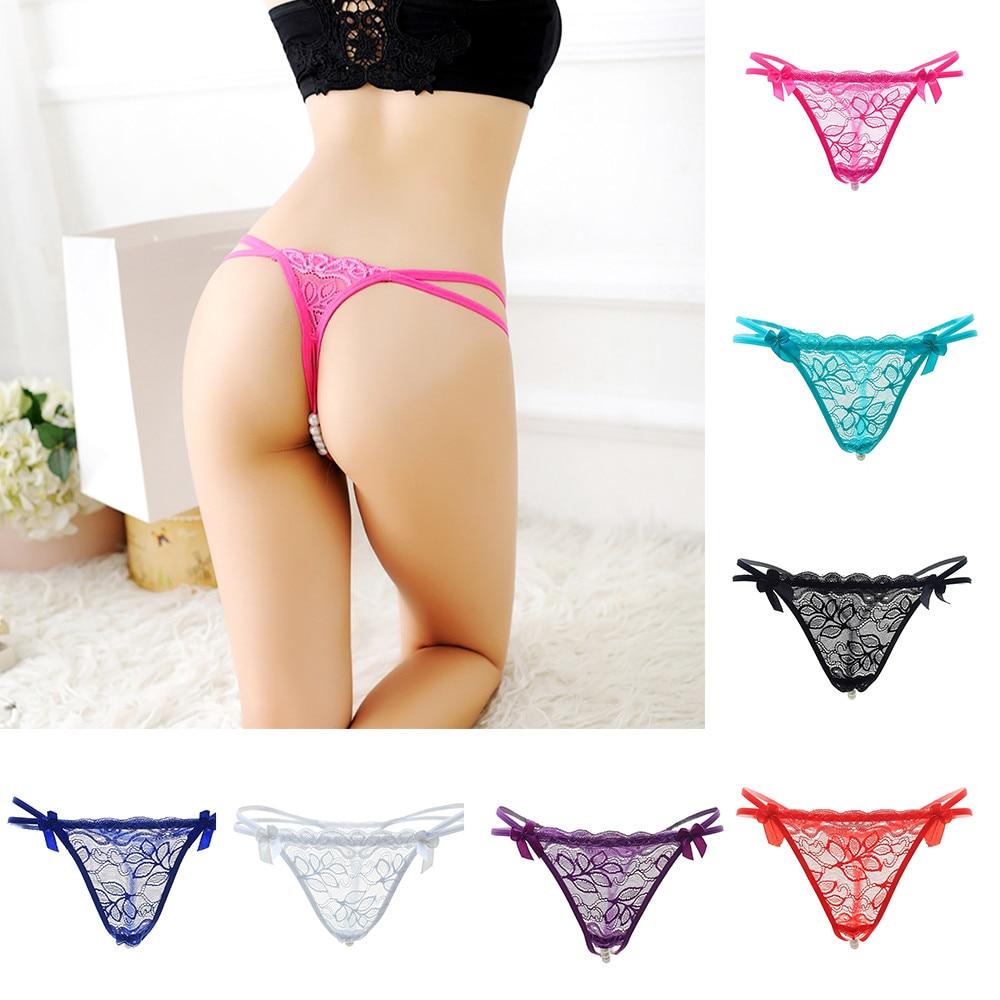 2018 Pendant Lady Pearl G String V-String Women Panties Low Waist Underwear swimming swimsuit Biquins Bottoms Briefs swimwear