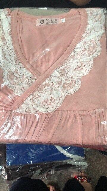 Spring Autumn Women Nightgown Long Sleeve Cotton Nightwear Lace Sexy Home Dressing Gown Sweet Nightdress Nightwear M-XXL