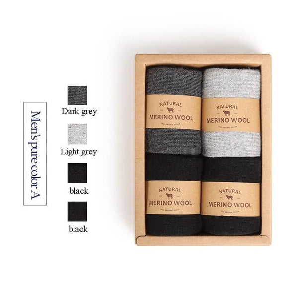 VVQI Brand Merino wool socks Japanese style winter towel cashmere socks sleep warm men Slipper Socks 4 pairs velvet dress socks