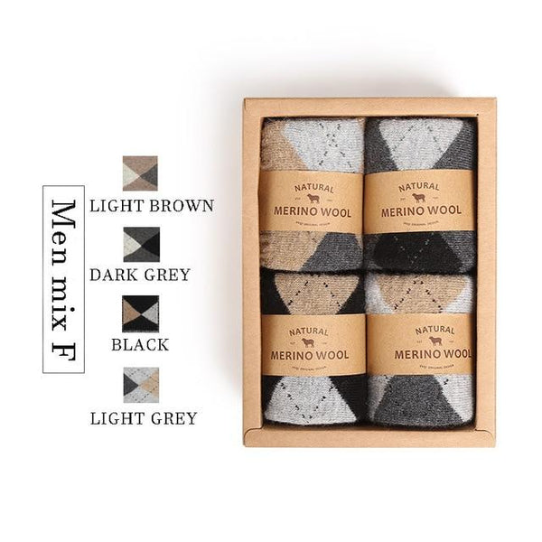 VVQI Brand Merino wool socks Japanese style winter towel cashmere socks sleep warm men Slipper Socks 4 pairs velvet dress socks