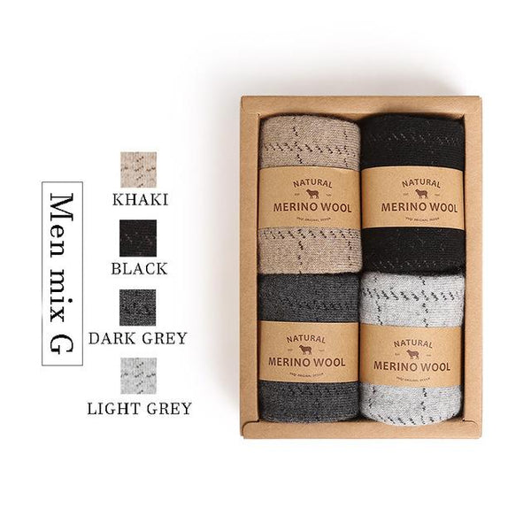 VVQI Brand Merino wool socks Japanese style winter towel cashmere socks sleep warm men Slipper Socks 4 pairs velvet dress socks