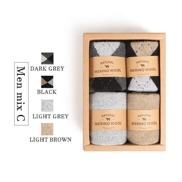 VVQI Brand Merino wool socks Japanese style winter towel cashmere socks sleep warm men Slipper Socks 4 pairs velvet dress socks