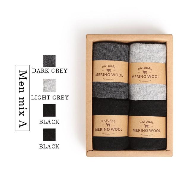 VVQI Brand Merino wool socks Japanese style winter towel cashmere socks sleep warm men Slipper Socks 4 pairs velvet dress socks