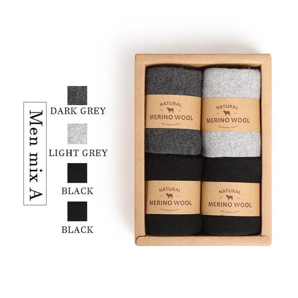 VVQI Brand Merino wool socks Japanese style winter towel cashmere socks sleep warm men Slipper Socks 4 pairs velvet dress socks