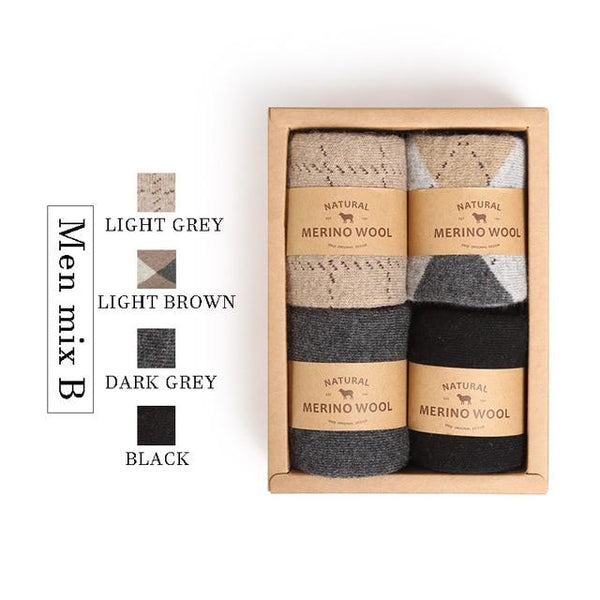 VVQI Brand Merino wool socks Japanese style winter towel cashmere socks sleep warm men Slipper Socks 4 pairs velvet dress socks