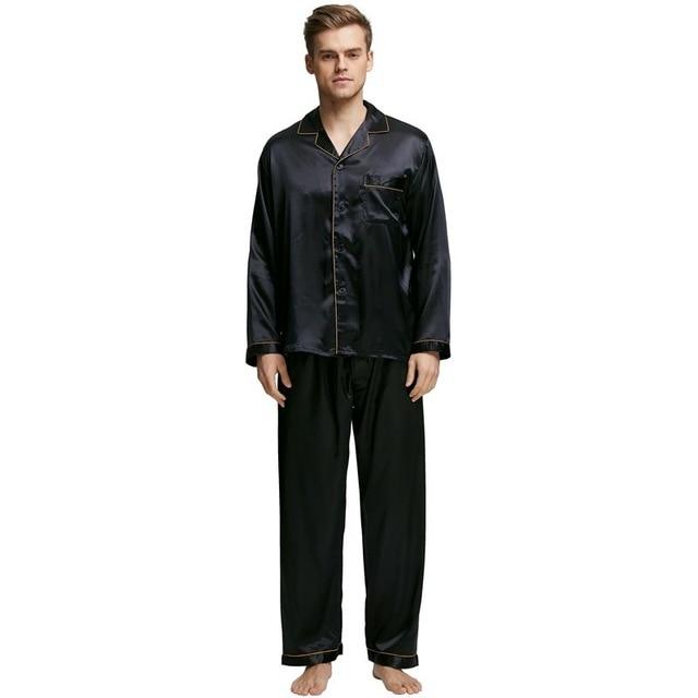 Tony&Candice Men's Stain Silk Pajama Set Men Pajamas Silk Sleepwear Men Sexy Modern Style Soft Cozy Satin Nightgown Men Summer