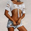 Women Knit Bralette Crochet Hollow Cross Strap Bikini Bra Crop Top Swimsuit Bathing Swimwear Female Maillot Plavky Biquini 2018