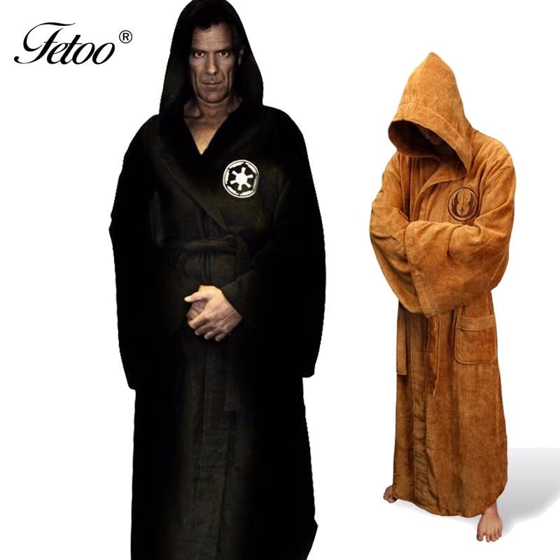 Flannel Robe Male With Hooded Star Wars Dressing Gown Jedi Empire Long Thick Men's Bathrobe Nightgowns Mens Bath Robe Winter