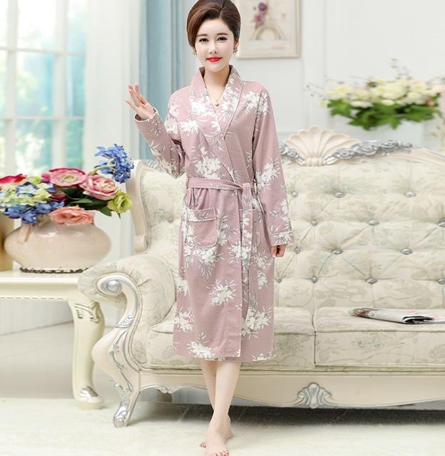 Cotton Robe For Sleep Plus Size L-XXXL Women Autumn Long Sleeve Nightgown Loungewear Bathrobe Sexy Pijamas Feminino Inverno