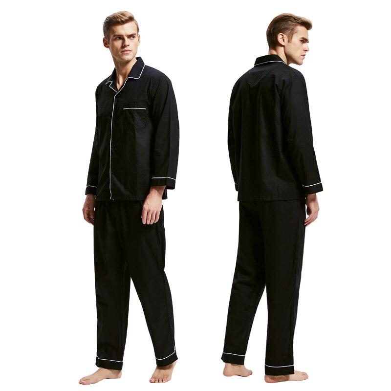 Tony&Candice Pajamas Men Sleepwear 100% Cotton Men's Nightwear Long Sleeve Sleep Lounge Casual Male Nightgown Soft Pyjama Set