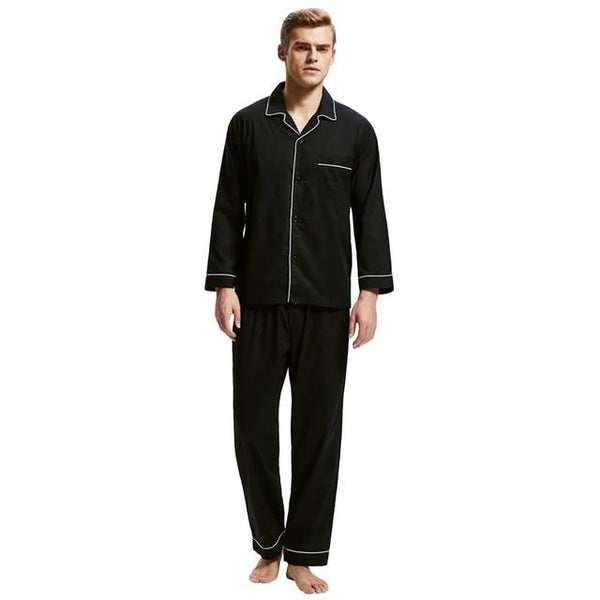 Tony&Candice Pajamas Men Sleepwear 100% Cotton Men's Nightwear Long Sleeve Sleep Lounge Casual Male Nightgown Soft Pyjama Set
