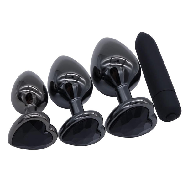 DOMI Gunmetal Heart Shape Stainless Steel Butt Plug Dildo Vibrator Anal Plug Adult Massager Beads Sex Anal Toy