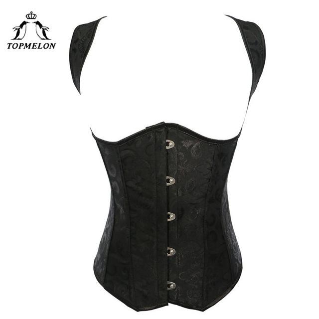 TOPMELON Gothic Bustier Steampunk Corset Underbust Corselet Sexy Corset Women Grey Retro Party Shows Club Corset Tops Suit Vest