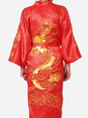 Chinese Silk Dragon Man Pajamas Male Satin Bathrobe 5 Color Adult Nightgown At Home for Sleepwear Chinese Traditional Costume 89