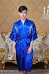 Chinese Silk Dragon Man Pajamas Male Satin Bathrobe 5 Color Adult Nightgown At Home for Sleepwear Chinese Traditional Costume 89