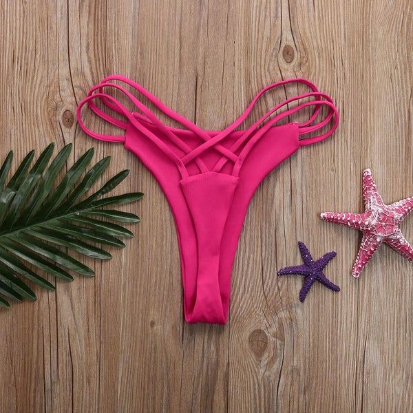 Women Sexy Bikini Bottoms Solid Color Low Waist Swimsuit Bikini Swimwear Thong Swim thong bikini Trunks bikini tanga A1