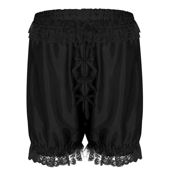 TiaoBug Men Lace Soft Sissy Lingerie Cross-dress Panties Shorts Bloomers Lightweight Loose Lounge Short Pants Sexy Gay Nightwear