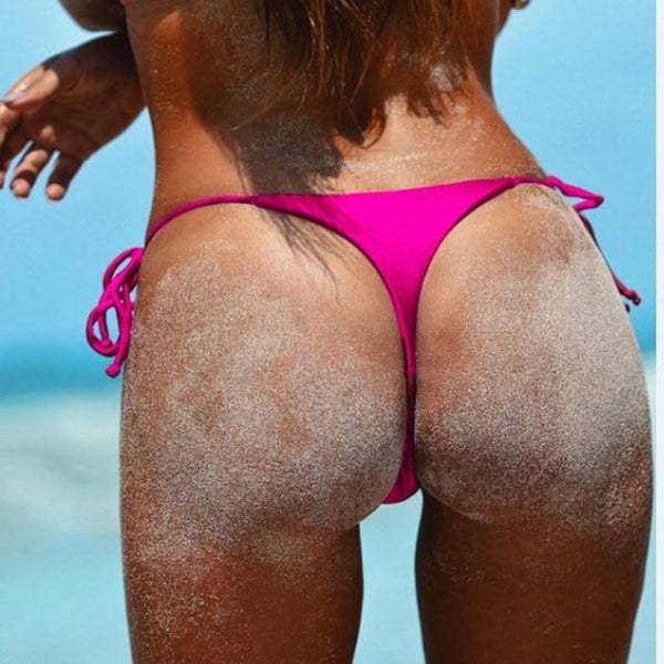 LASPERAL 2019 Women Swimwear Lace-up Swim Trunk Solid Shorts Swim Underwear Sexy Bikini T-Back Cut Out Thong Bottom Beach Pant