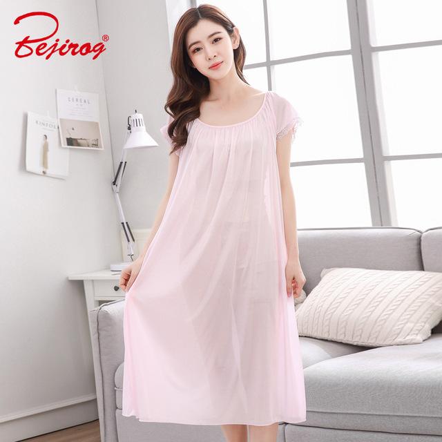 Yidanna 2018 Sexy Sleep Clothing New Nighties Lingerie Homedress Women Nightgowns Silk Sleepshirts Sleeveless Sleepwear Summer