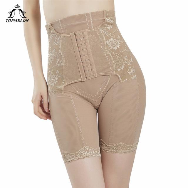 TOPMELON Waist Trainer Control Pants Underwear Women Body Shaper Butt Lifter Slim High Waist Lace Floral Panties Thigh Slimmer