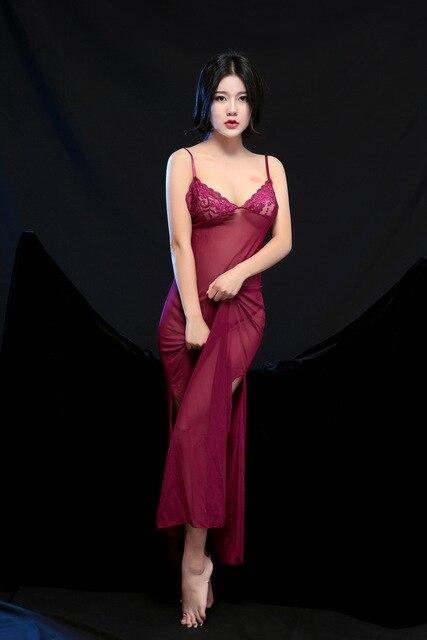 Sexy sleepshirts see through Long Nightdress Ladies Sleepwear lingerie lace clothes lingerie nightgown nighties for women