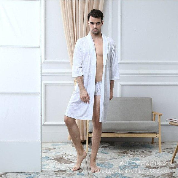 NewBang Brand Women's Bathrobe Loves Long Knitted Jacquard Nightgown Thin Soft Hotel Bath Robe Ladies Three Quarter Home Wear