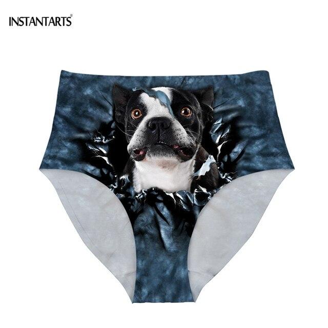 INSTANTARTS Female High Waist Bikini Bottom Swimwear Swim Suits Jeans Cats Dogs Printed Beachwear Shorts Swim Briefs Plus Size