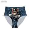 INSTANTARTS Female High Waist Bikini Bottom Swimwear Swim Suits Jeans Cats Dogs Printed Beachwear Shorts Swim Briefs Plus Size