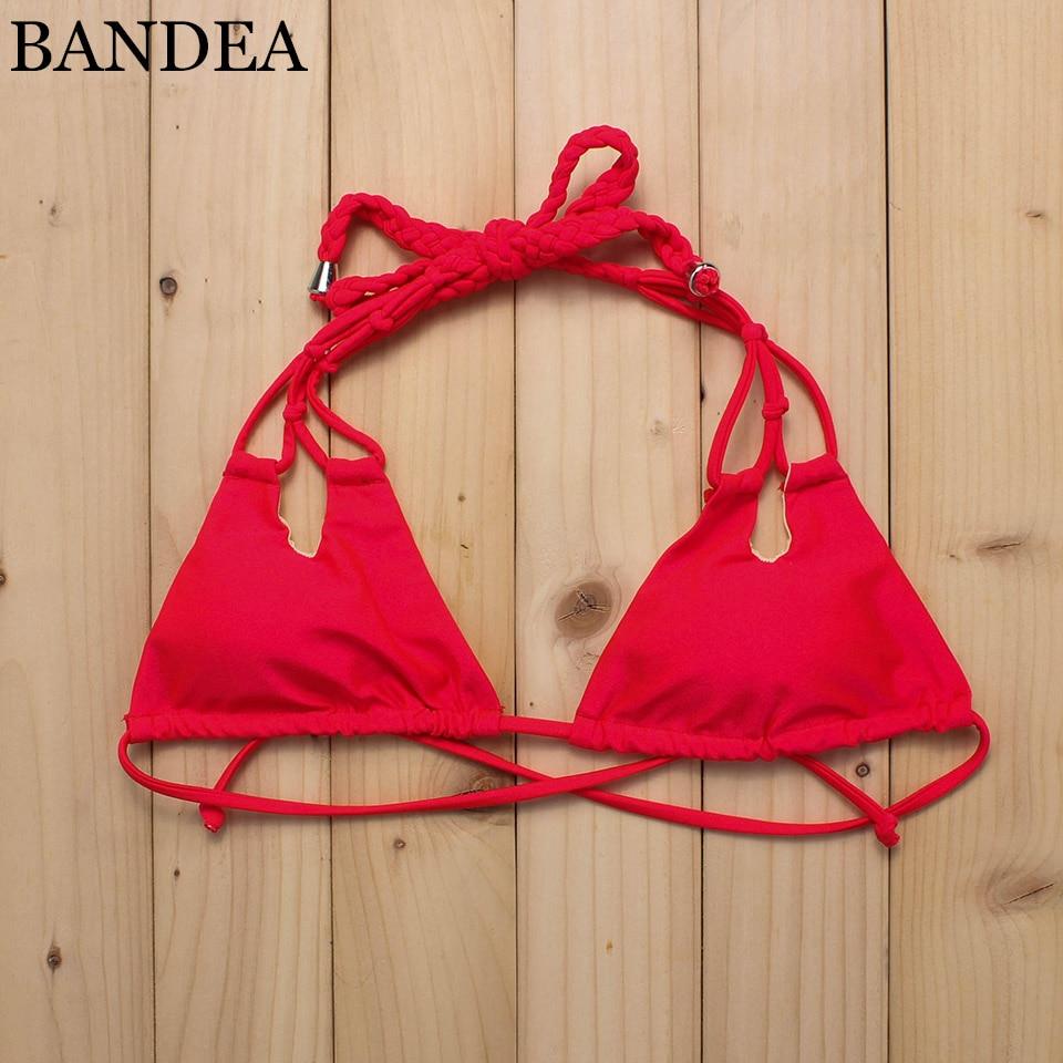 BANDEA bikini 2019 women swimwear halter tops Swimsuit solid Bathing Suit bikini top strappy beach wear Two-Piece Separates top