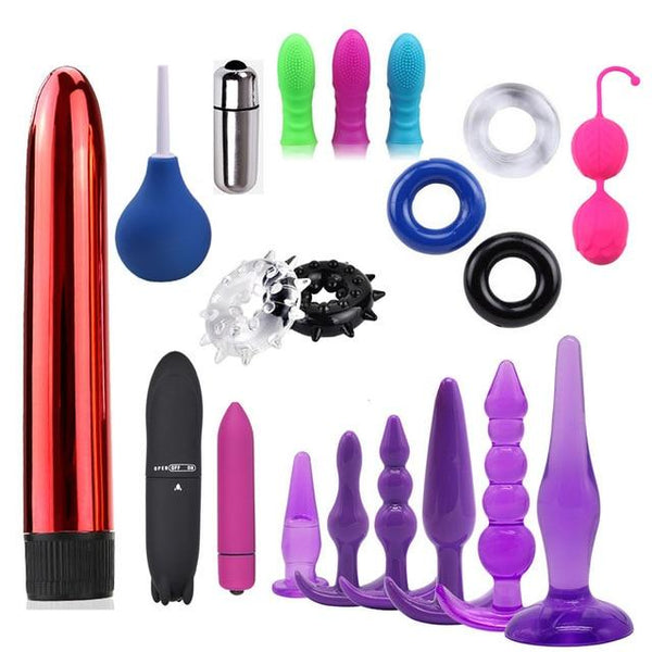Dildo Vibrator Anal Plugs Handcuffs Whip Nipples Clip Blindfold Breast Pump BDSM Games Adult Sex Toys Kit For Couples