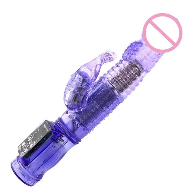 Rabbit Vibrator,Realistic Dildo Penis Vibrator Clitoris Stimulat Massager Transparent Rotating Beads Female  Sexy Toys For Women