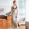 Daeyard Silk Nightgown Women Spring Summer Long Night Dress Sexy Lace Trim Spaghetti Straps Nightshirt Sleepwear Casual Homewear