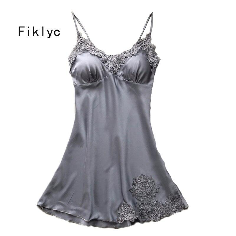 Fiklyc brand lace flower sleeveless sexy women's padded nightwear M L XL three size female mini nighties summer nightgowns HOT