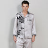 CEARPION Men Long Sleeve Sleepwear 100% Silk Pajamas Suit Casual Home Wear Men Comfortable 2PCS Shirt+Pant Nightwear Nightgown