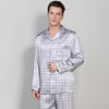 CEARPION Men Long Sleeve Sleepwear 100% Silk Pajamas Suit Casual Home Wear Men Comfortable 2PCS Shirt+Pant Nightwear Nightgown