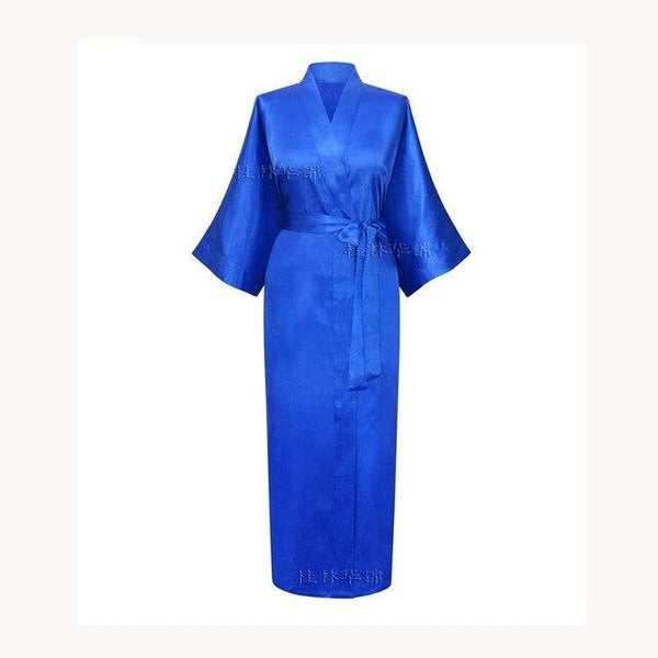 New Solid Lengthen Kimono Long Robe Satin Dressing Gown Silk Wedding Bride Bridesmaid Robe Women Bathrobe Nightgown One Size