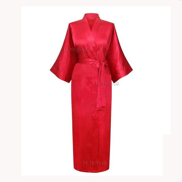 New Solid Lengthen Kimono Long Robe Satin Dressing Gown Silk Wedding Bride Bridesmaid Robe Women Bathrobe Nightgown One Size