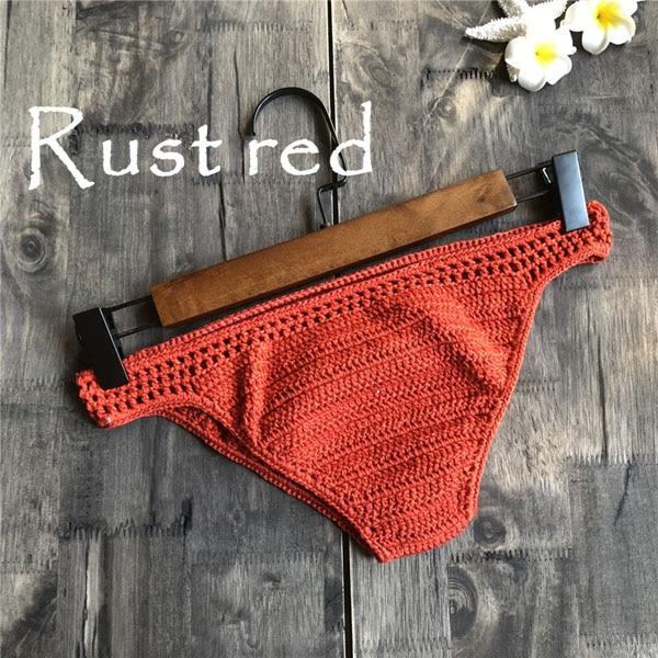 Solid Bikinis Mujer Swimsuit Crochet Red Bikini Top Knit Sexy Bikinis Women's Swimming Bra Large Female Swimwear S - XL 2019 New