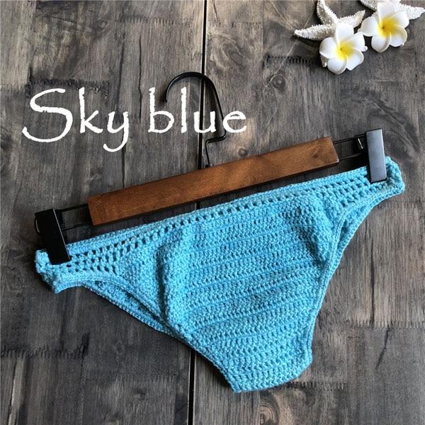 Solid Bikinis Mujer Swimsuit Crochet Red Bikini Top Knit Sexy Bikinis Women's Swimming Bra Large Female Swimwear S - XL 2019 New