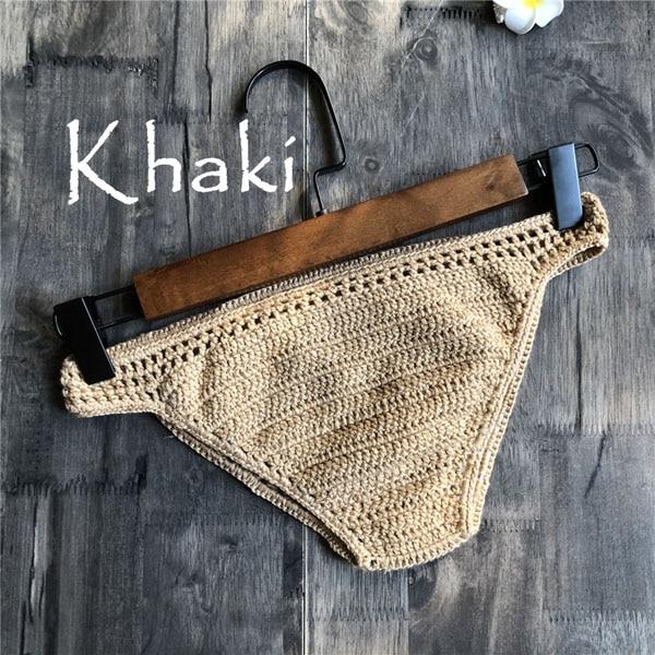 Solid Bikinis Mujer Swimsuit Crochet Red Bikini Top Knit Sexy Bikinis Women's Swimming Bra Large Female Swimwear S - XL 2019 New
