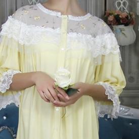 Woman Robe Nightgown  Long Sleepwear Vintage Elegant Homewear Ladies Long Dress Full Length Nighties