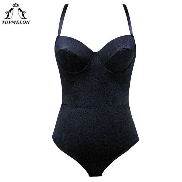 TOPMELON Modeling Strap Bodysuit Underwear Women Waist Trainer Corset  Body Shaper Shapewear Slimming Sexy Push Up Gothic Suit