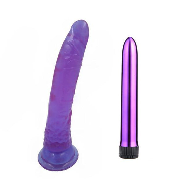 Sex Toys Bullet Vibrator Real Penis Dildo Combination Women Soft Rubber Sucker Lifelike Dick Dildo Vibrator Female Masturbator