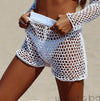 Summer Sexy Women's Hollow Out Crochet Bikini Trunks Swimwear Cover Up Shorts Fishnet Hot Shorts Fish Net Beachwears