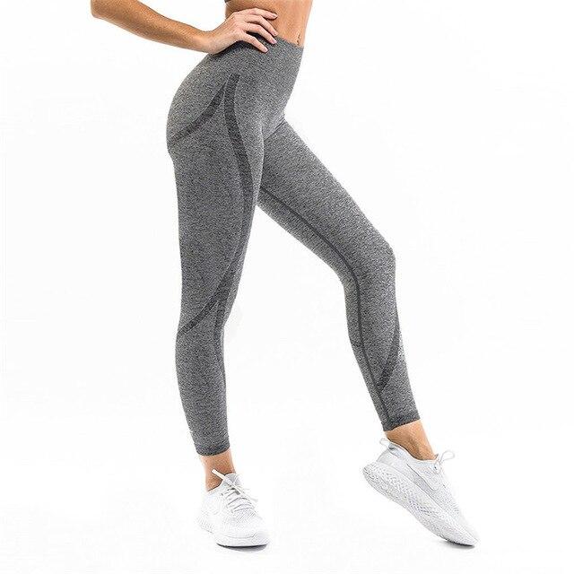 Topmelon Seamless Yoga Pant Pattern Gray Yoga Pants Sport Leggings Running Women Tight Fitness Gym pant