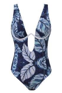 Topmelon 2019 Women Biquini Leaf Solid White Or Floral Bikini Blue Striped Conjoined  Bathing Suit Bikini Fashion Bathing Suit