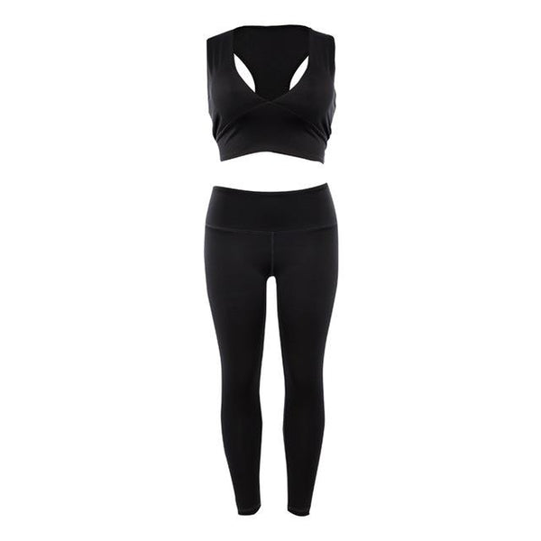 Topmelon 2019 Sport Suit To yoga Women Seamless Solid Yoga Set Sports Bra Set Gray Peach Buttock Pant DeepV Top