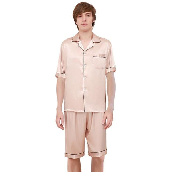New Satin Silk Pajama Set Men Women Summer Sleepwear Pajama Set Short Sleeve Silk Pijama Nightgown Sleep Lounge Plus Size