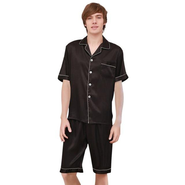 New Satin Silk Pajama Set Men Women Summer Sleepwear Pajama Set Short Sleeve Silk Pijama Nightgown Sleep Lounge Plus Size